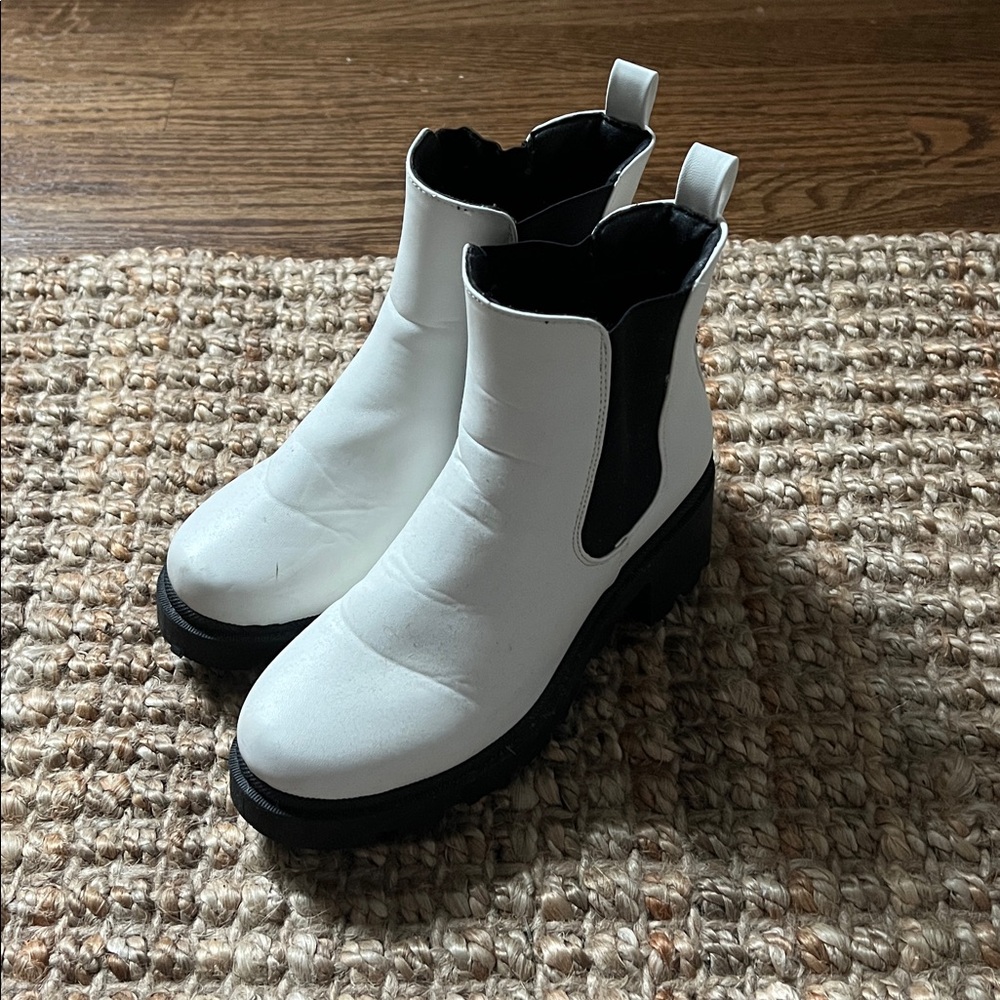 Stylish White and Black Ankle Boots